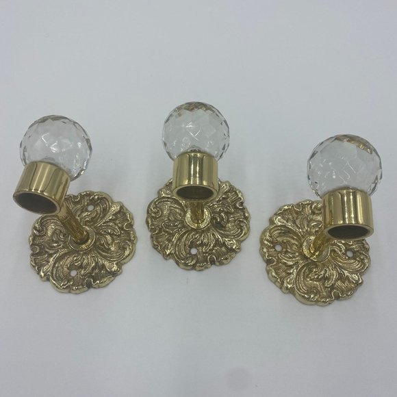 Set of 3 Gold Toned and Plastic Decorative Hooks Hanger Home Wall Decor - Picture 1 of 10